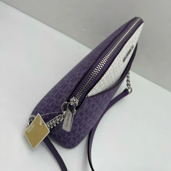 MICHAEL KORS Jet Set Travel Color-Block Signature Logo Crossbody BagDark Purple